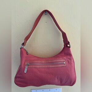 Veg Maxx Pink leather shoulder bag-soft pebbled leather hobo purse floral lining